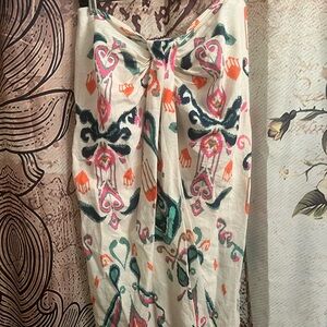 Zara Cream Midi Skirt with Pink, Teal and Orange Ikat Motif
